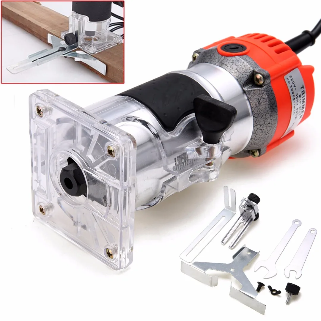 New 800W 220V Wood Trim Router 6 35mm Collect Diameter Electric Hand Trimmer Woodworking Laminate Palm