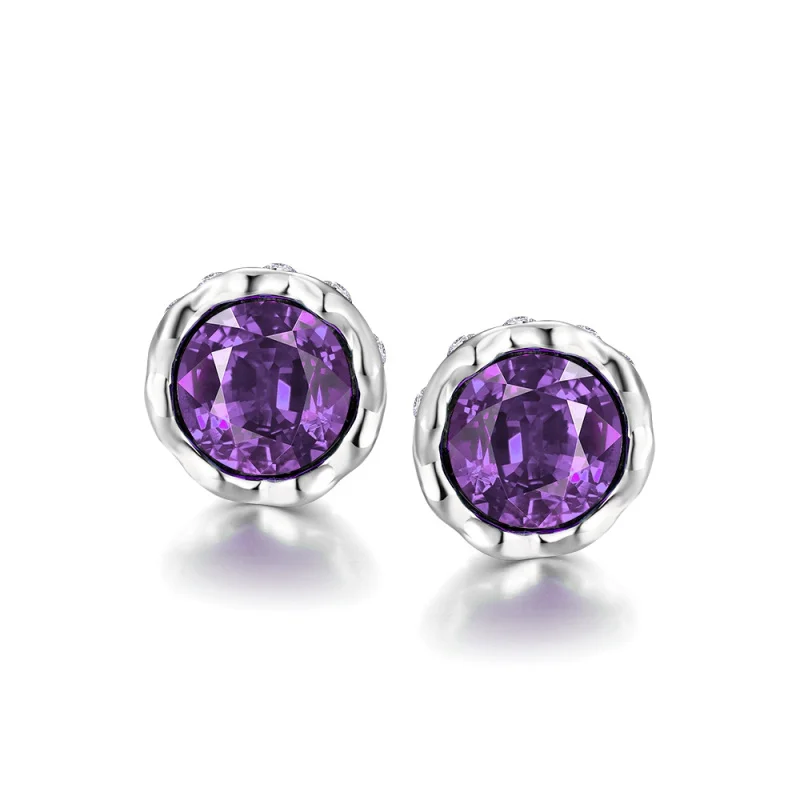 

Fashion jewelry Austrian Crystals Purple crystal Silver Stud earrings for women E2168