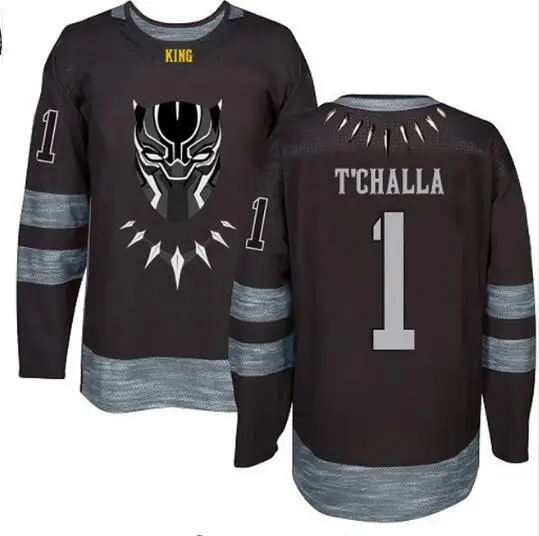 

T'Challa Hockey Jersey #1 The Black Panther Ice Hockey Jersey S-4XL Free Shipping