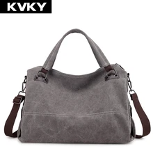 KVKY брендовые холщовые женские сумки, винтажные вместительные Сумки на одно плечо, одноцветные женские сумки-мессенджеры, женские сумки через плечо, сумки-тоуты