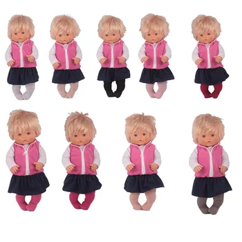 

Doll Clothes Fit 41cm Nenuco Doll Nenuco y su Hermanita 4in1 Outfit Zipper Vest T-shirt Skirt Tights for 16inch Nenuco doll