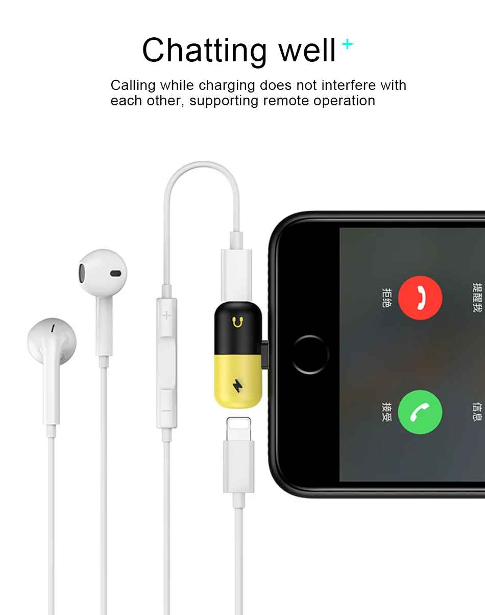 !ACCEZZ Pill Shape 2 3 IN 1 Dual Lighting Quick Charging&Headphone Adapter For iphone X 8 7 Plus Jack to Earphone AUX Splitter (4)