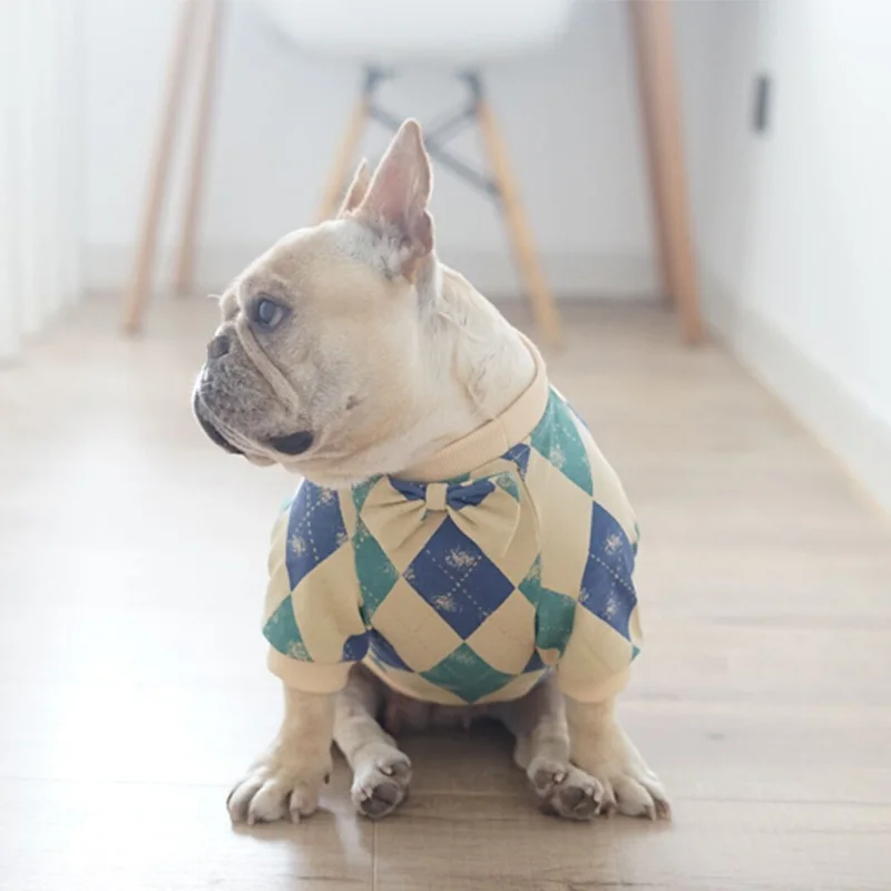 Плед одежда для собак нежный Стиль животные Собаки Костюмы Французский Собака породы бульдог одежда для питомца одежда для средних и