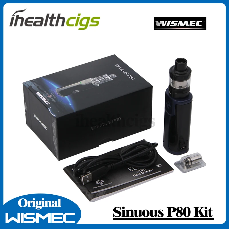 

100% Original Wismec Sinuous P80 with Elabo Mini Kit Sinuous P80 Box MOD 80W with 2ML Atomizer Electronic Cigarette