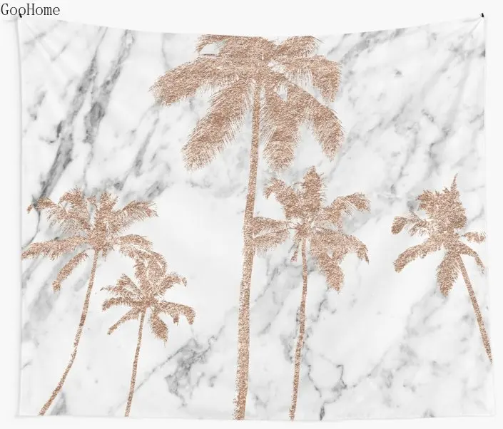 

Rose gold marble palms Wall Tapestry Cover Beach Towel Throw Blanket Picnic Yoga Mat Home Decoration