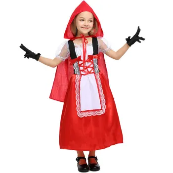 

2018 New Design Christmas Little Red Riding Hood Cosplay Fantasia Carnival Fancy Dress Halloween Costume For Kids Princess