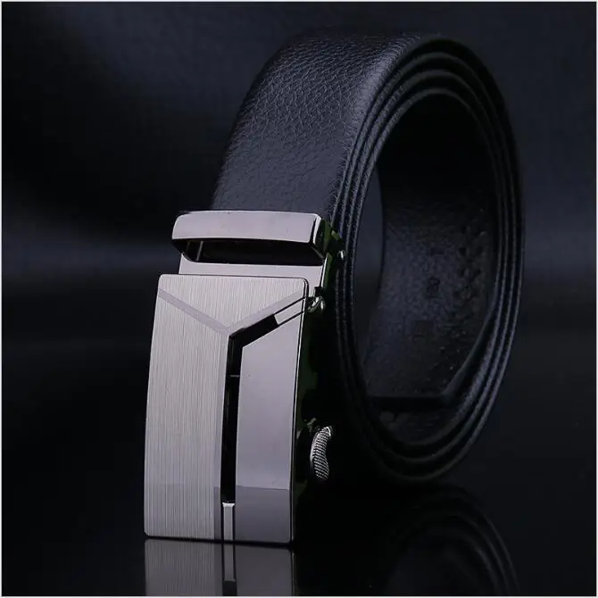 

VOHIO new Large size 140cm men's leather belt 46-56inch business wearing leather automatic buckskin 3.5cm wide youth Fit je