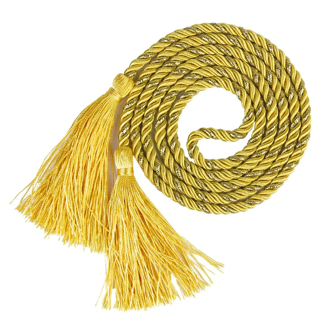 

1 Pair of Curtain Tiebacks Tassel Rope Living Room Bedroom 135CM Yellow + Golden