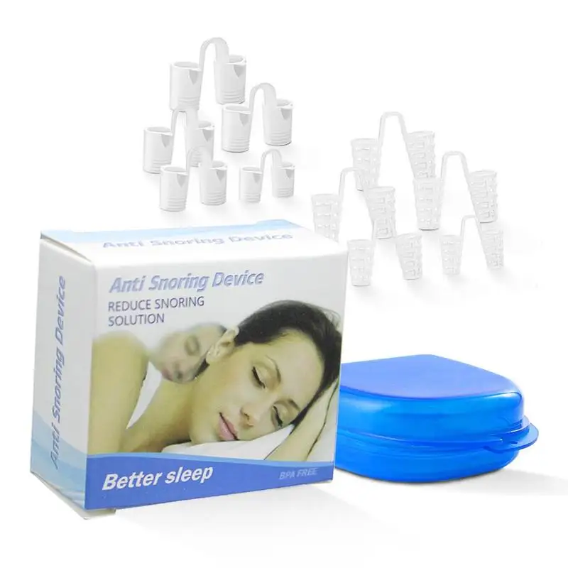 

10pcs Silicone Anti Snore Device Sleeping Aid Equipment Stop Snoring Storage Case Apnea Nose Clip Mini Transparent Anti-Snoring