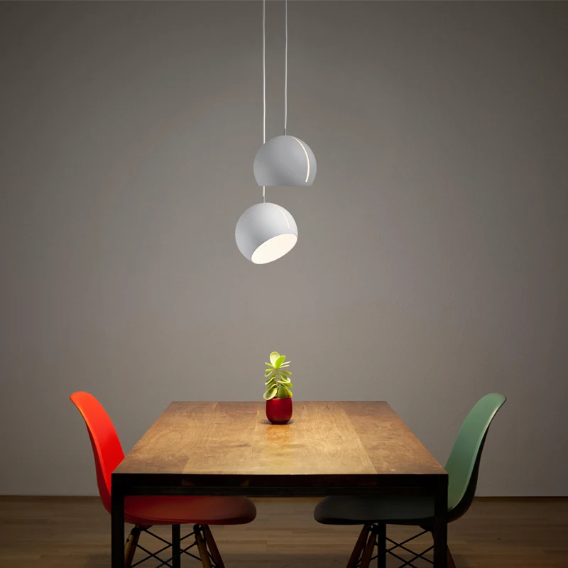 

Modern Ball Pendant Light Vintage Black/White/Gold Iron Shade Adjustable Angle Pendant Lamp