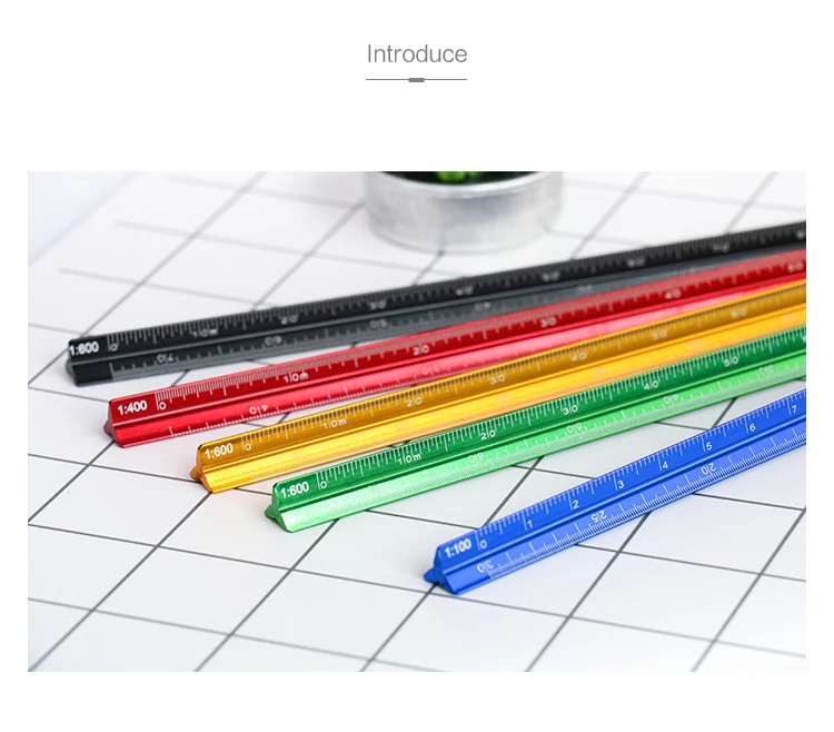 ECYC 15cm Triangular Scales Colorful Straight Rulers Students Stationery  Metal Scale Ruler Aluminum Alloy Ruler Measuring Tools
