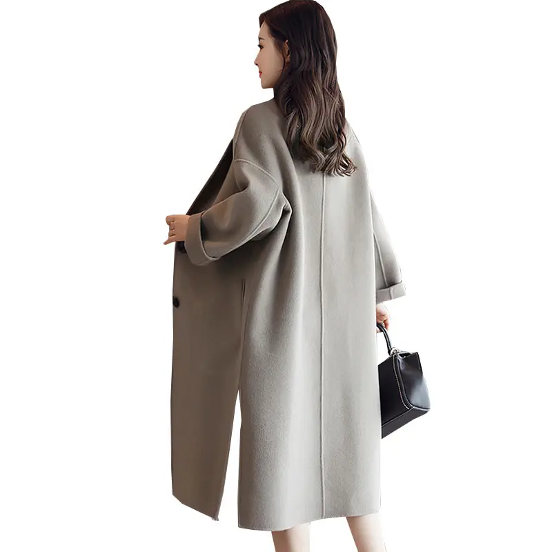 

Ukrainian Autumn Winter Women Luxury Double-sided Cashmere Woolen Coat 2017 New Bifurcation High-end Wool Female Thin Jacket 190