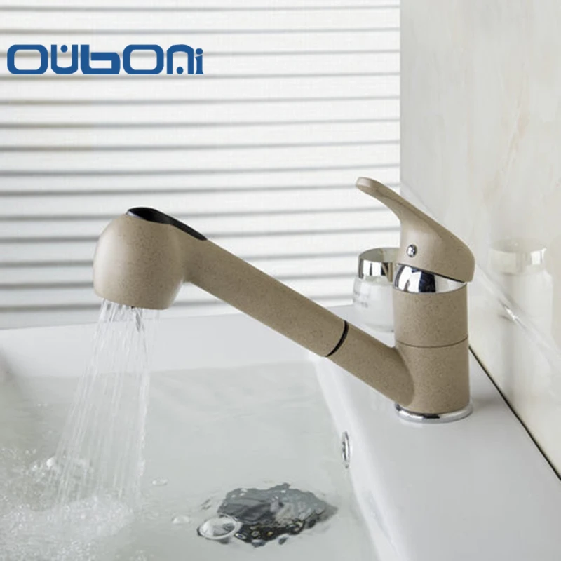 

OUBONI New Spring Kitchen Faucet Swivel New Spout Single Handle Pull out Spray Sink Kitchen Torneira Cozinha Tap Mixer Faucet