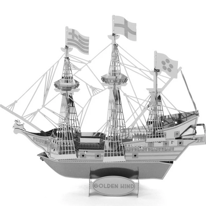 New Aipin DIY 3D Puzzle Stainless Steel Assembled Model Pirate Ship Model Best Gift for Kids