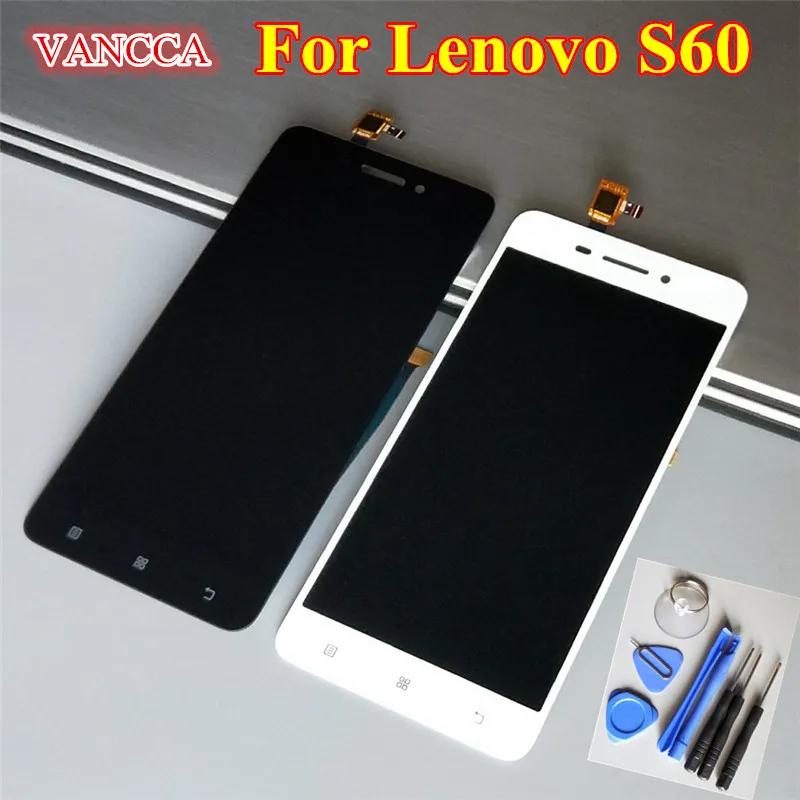 

High Quality Touch Screen Digitizer + LCD Display Replacement For Lenovo S60 S60W Cellphone 5.0 inch 1280*720 Black White Gifts