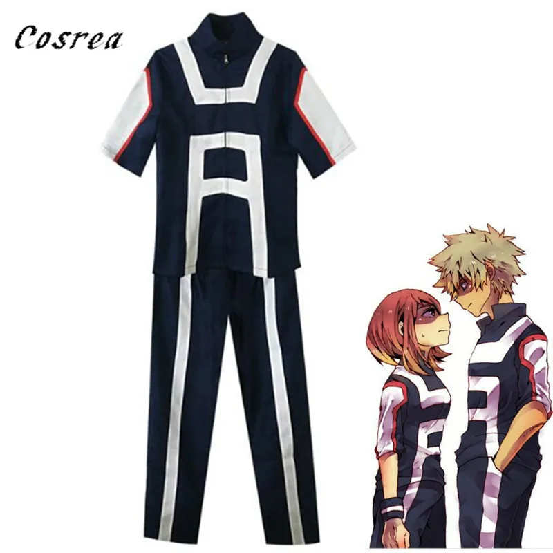

Anime my hero academia Cosplay Ochaco suit T-shirt pants boku no hero Costume Harajuku Sportswears set Midoriya Izuku Tees