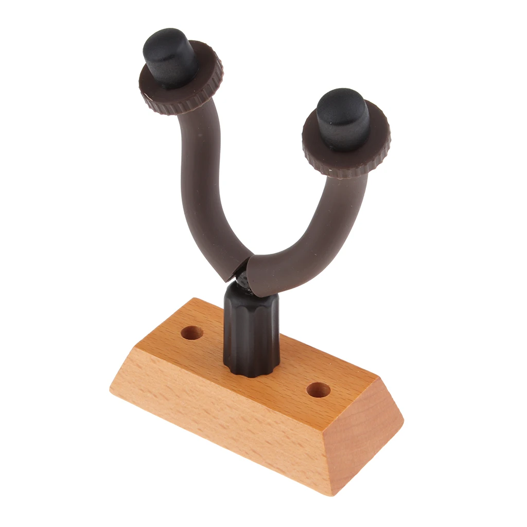 Acoustic Guitars Wall Mount Hanger Hook Stand Neck Display Supports for Stringed Instruments - Wood Bottom With Fixed Screws
