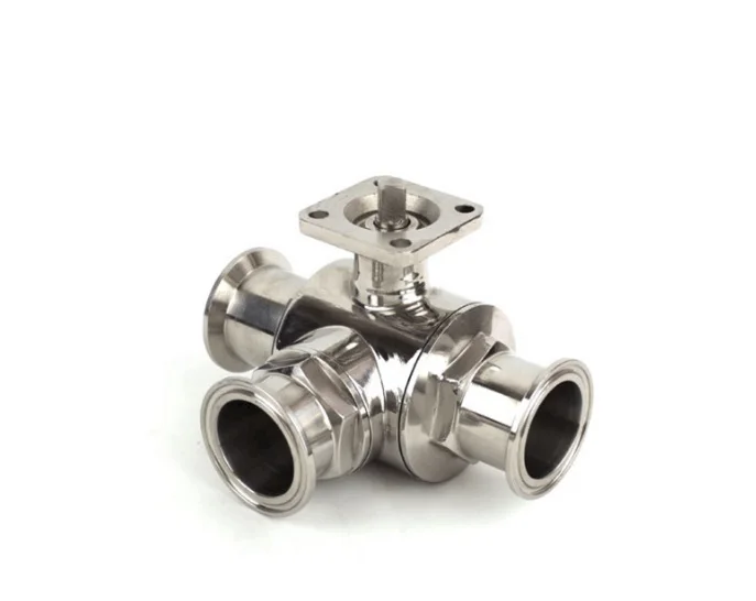 

free shipping OD 19~102mm Sanitary Stainless Steel High Platform 3 Way Ball Valve Quick Connect Quick with Bracket