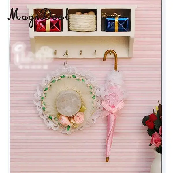 1:12 Scale Dolls house White Miniature Wood Kitchen Wall Rack Hanger Hooks Furniture Ornaments