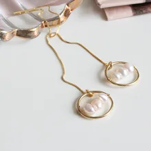 Fashion 925 sterling silver ear line long earrings for women brincos cute freshwater pearl earings earline