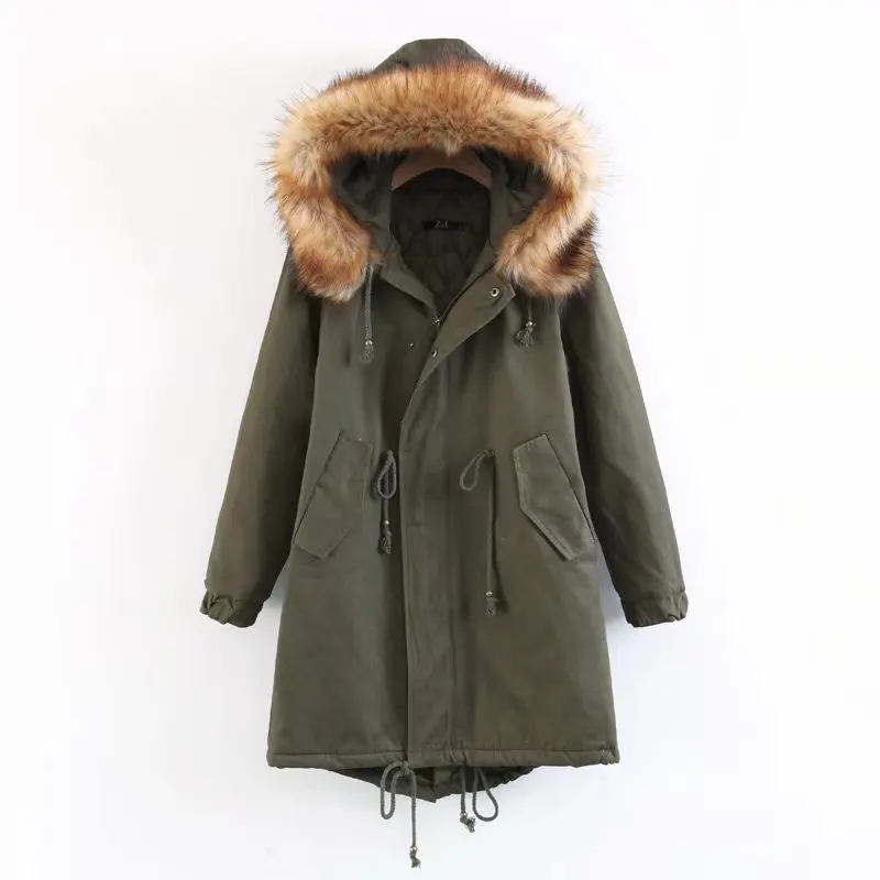 New Long European American Style Large Size Jacket Slim Cotton Coat Female Large Fur Collar Long Thick Hooded Parker Winter Coat New Long European American Style Large Size Jacket Slim Cotton Coat Female Large Fur Collar Long Thick Hooded Parker Winter Coat