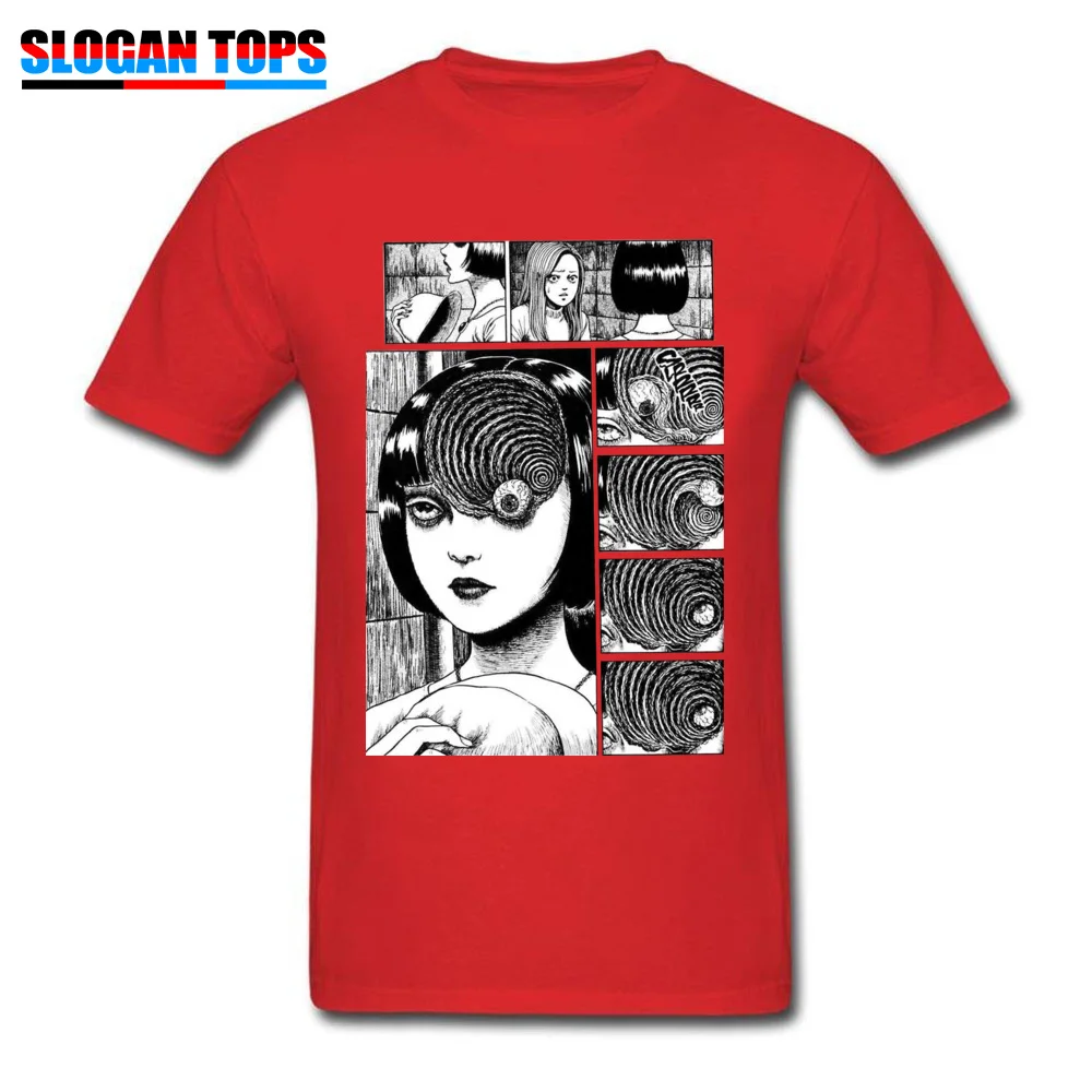 Normal T Shirts Company Crew Neck junji-ito Pure Cotton Youth Tops T Shirt Casual Short Sleeve Tops & Tees Wholesale junji-ito red