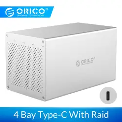 ORICO 4 Bay SATA к USB C жесткий диск чехол с поддержкой Raid 40 ТБ алюминиевый сплав 6 Гбит HDD корпус с 12 В адаптер питания