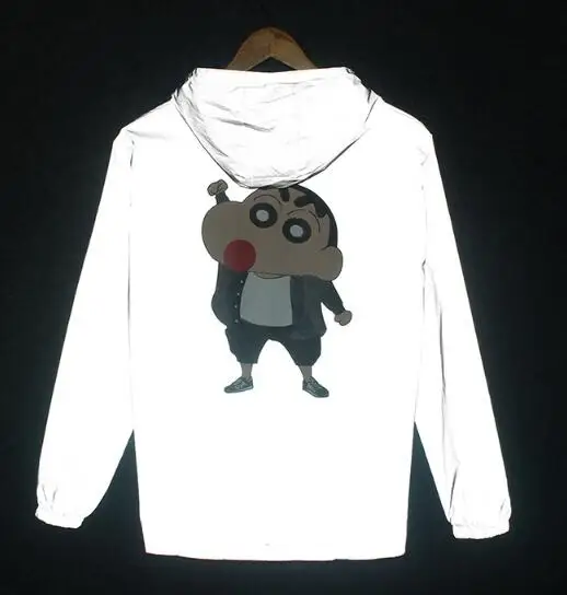 

Spring/autumn Men windbreaker 3m reflective jacket hip hop men women jackets coat Cartoon pattern