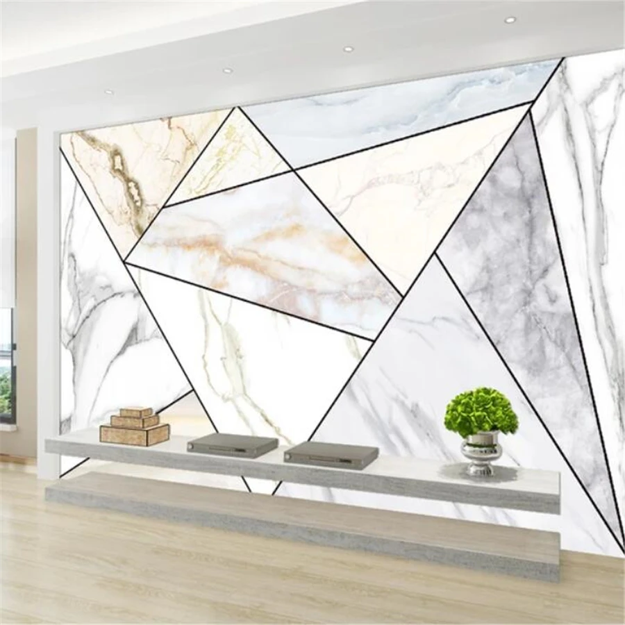 مخصص خلفيات 3d جدارية ستيريو الحديثة الحد الأدنى هندسية الرخام فسيفساء أريكة حائط الخلفية أوراق المنزل ديكور 3d خلفيات Wallpapers Aliexpress