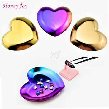 

Sweet Heart Rainbow Copper Golden Jewelry Ring Necklace Nail Decorations Display Tray Storage Sort Disc Props Bedroom Trinkets