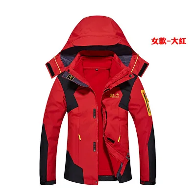 Открытый 3 в 1 дышащий водонепроницаемый ветрозащитный для мужчин и женщин Лидер продаж куртка Пара Спорт Альпинизм Кемпинг лыжное пальто - Цвет: women-red