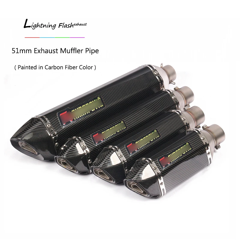 

310 370 470 570 mm Silencer Motorcycle 51 mm Exhaust Muffler Pipe Stainless Steel Tail Escape Removable DB Killer Dirt Bike ATV
