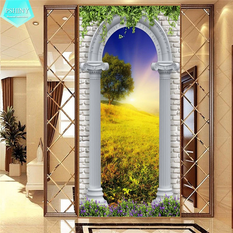 

PSHINY 5D DIY Diamond embroidery sale Countryside landscape porch home decor kit Full Square rhinestone dimoand painting