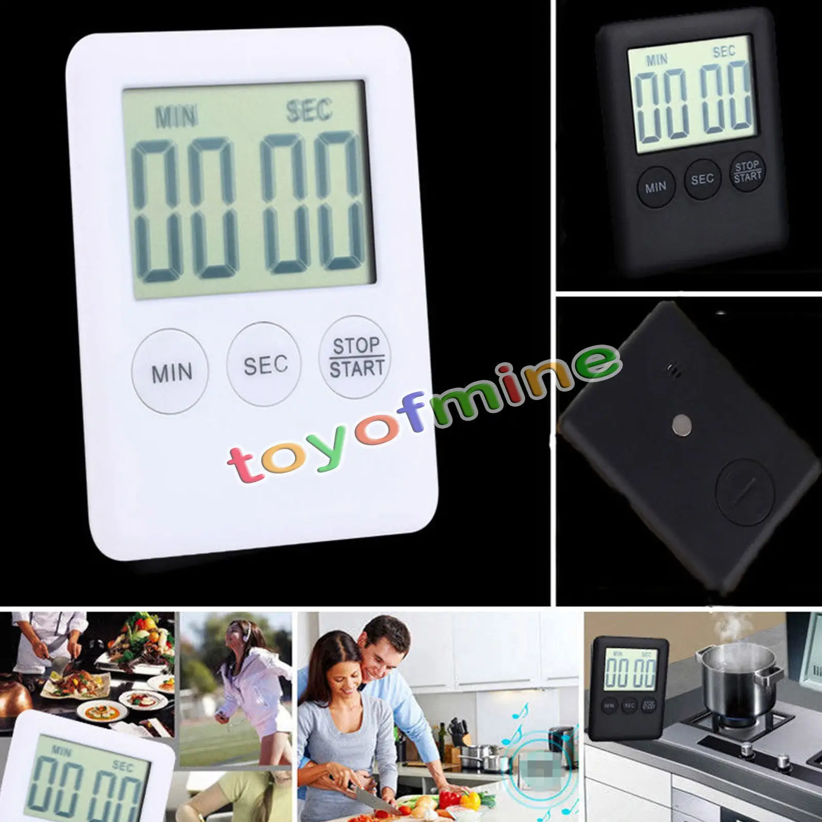 2 Colors Square Large LCD Digital Kitchen Timer Cooking Timer Alarm
