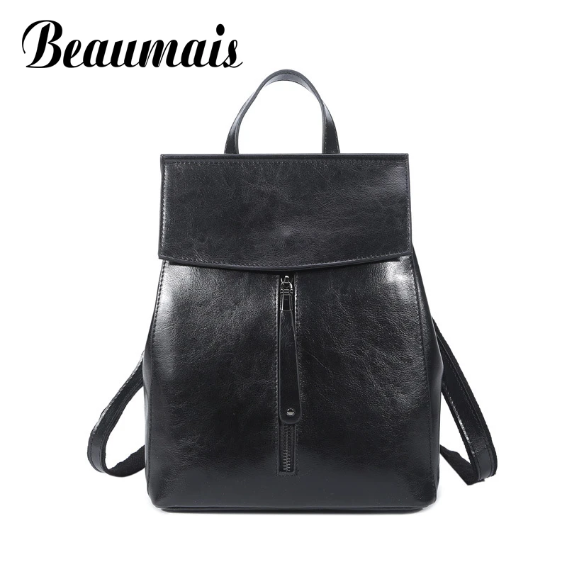 Beaumais 2017 New Design Genuine Leather Women Backpacks School Bags For Teenager Girls Leather Backpacks Shoulder