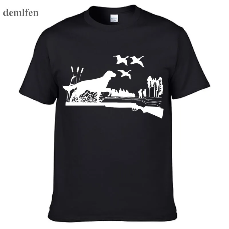 Мужская футболка с коротким рукавом, новая футболка для охотников на собак, уток, ружей, охотников, Забавные футболки для мужчин, хипстерские повседневные крутые топы с круглым вырезом