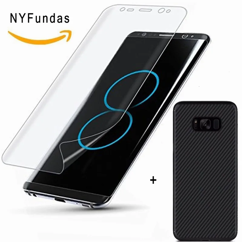 NYFundas 3D Anti-Fingerprint Transparent Carbon Fiber Back Film Front HD Screen Protector For samsung galaxy S8 Plus S7 edge S6-1 (1)