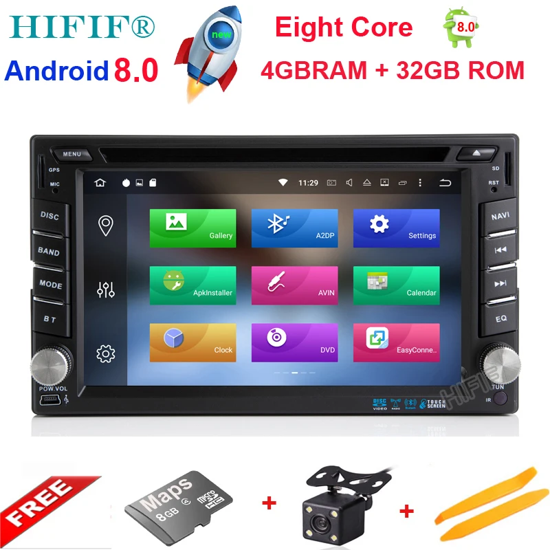 Perfect IPS 6.2" 4G+32G Android 8.0 Universal Car DVD Audio Stereo GPS Navigation Double 2 Din 1024*600 HD Head Unit Multimedia Player 0