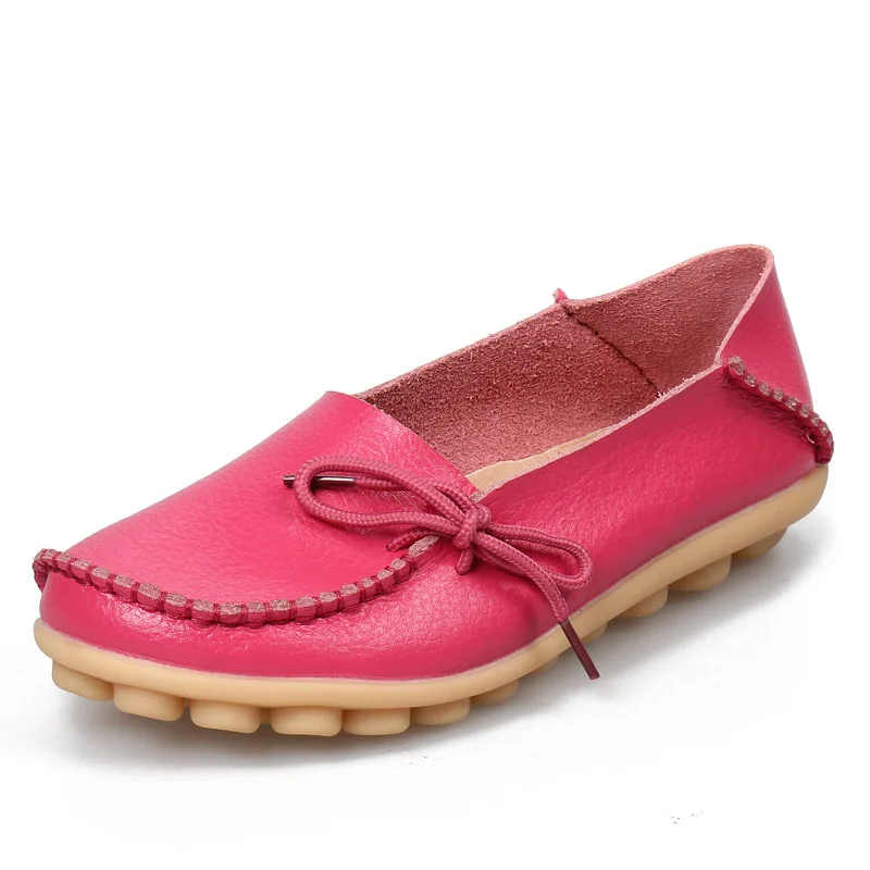 Женская обувь на плоской подошве; модная удобная повседневная обувь; женские лоферы из искусственной кожи на плоской подошве; Мокасины с мягкой подошвой размера плюс - Цвет: hot pink