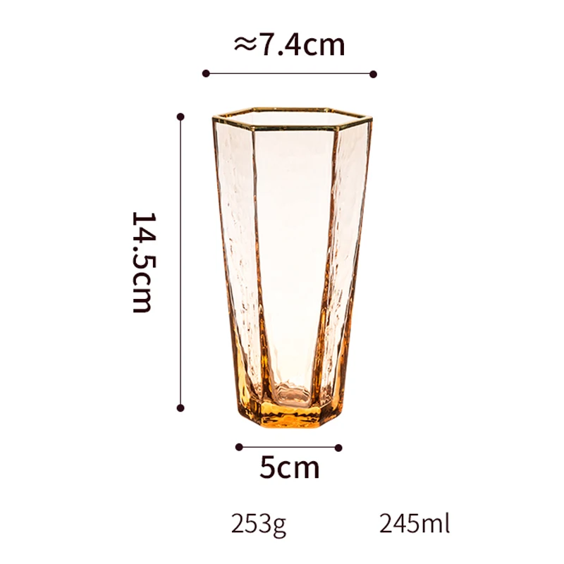 Скандинавский высококачественный шестигранный молоток в полоску с золотой оправой, бокал для вина, хрустальный бокал для шампанского, чашка для домашнего виски, бокал для воды - Цвет: M05