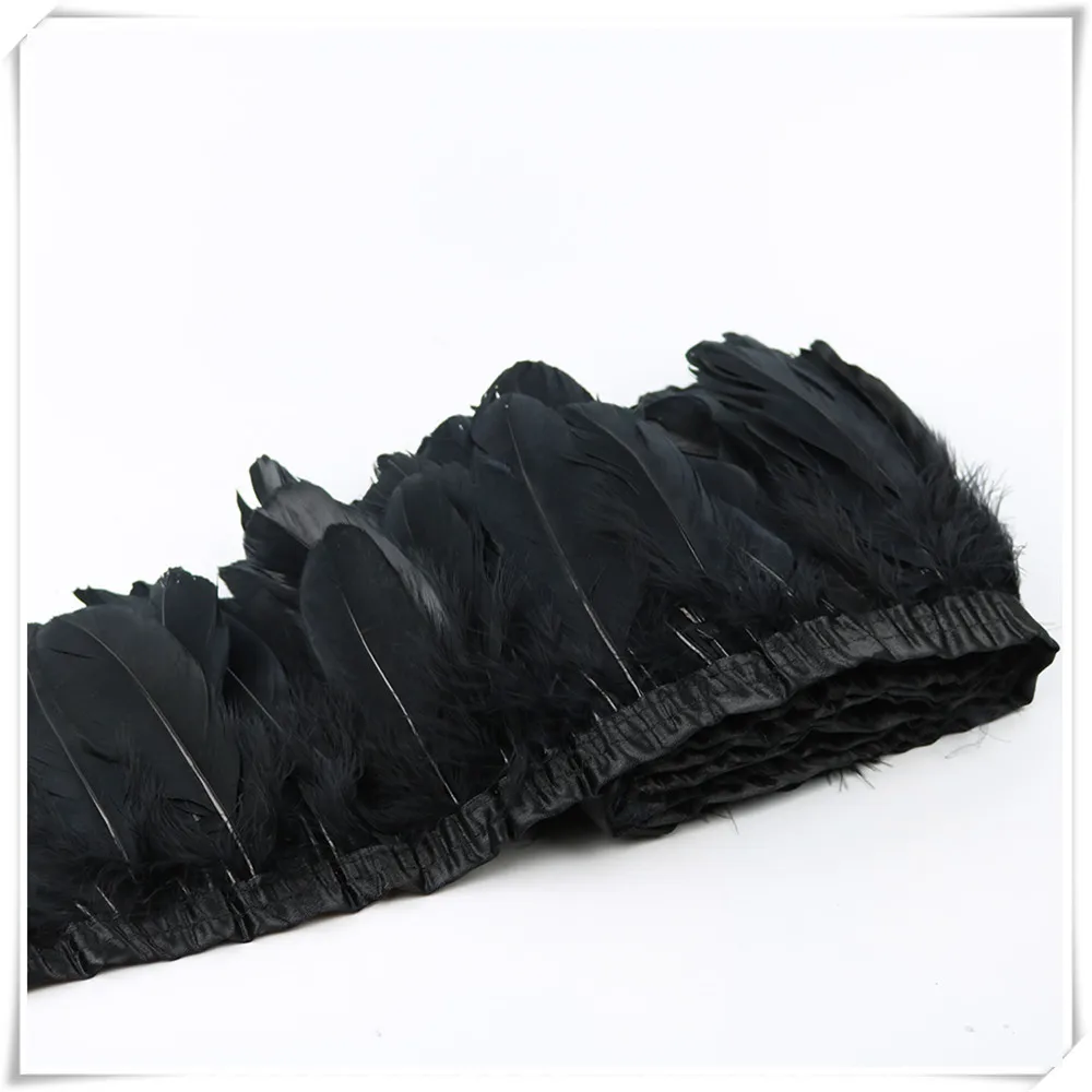 2 black goose feather fringe 4