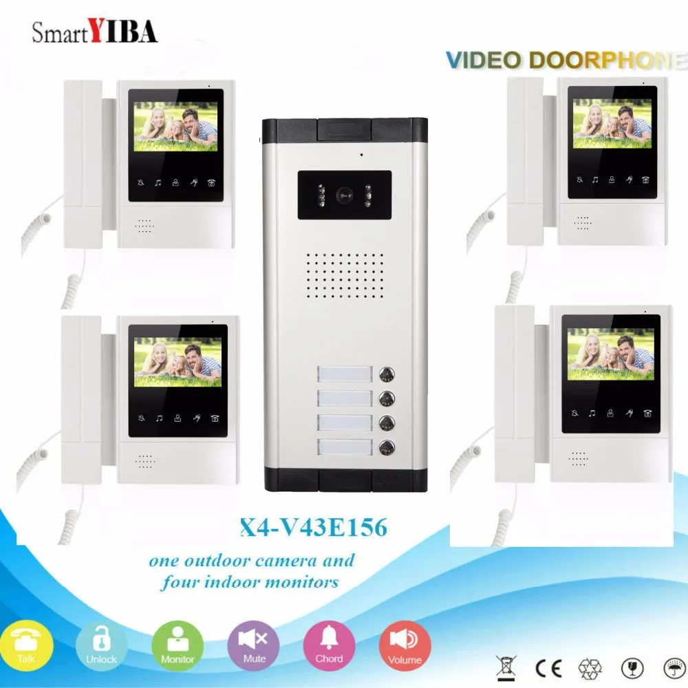 SmartYIBA Apartment Video Intercom Video Door Phone for 4 Homes Video Door Bell Call Button Audio Visual Intercom Entry System SmartYIBA Apartment Video Intercom Video Door Phone for 4 Homes Video Door Bell Call Button Audio Visual Intercom Entry System