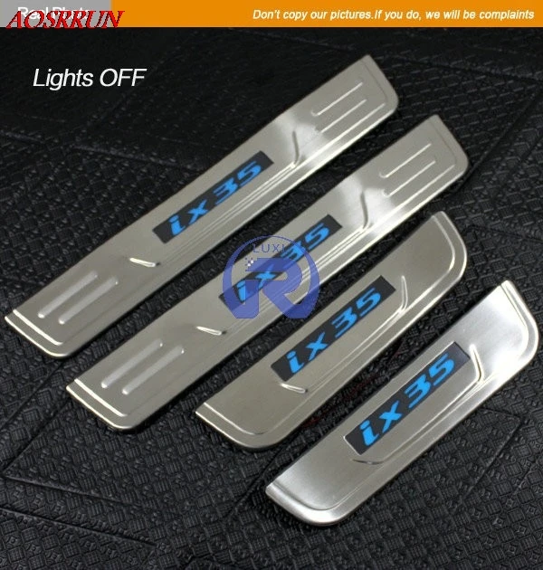 Светодиодный Нержавеющая сталь порога Накладка для hyundai ix35 2011 2012 2013, автомобильные аксессуары, для стильного автомобиля