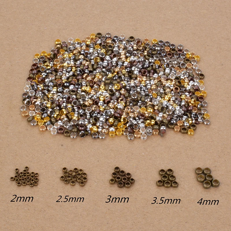 Free Shipping 200Pcs / Lot 2 2.5 3 3.5 4mm Dia Pick Gold Silver Bronze Rhodium Color Jewelry Findings Smooth Ball Crimps Beads | Украшения