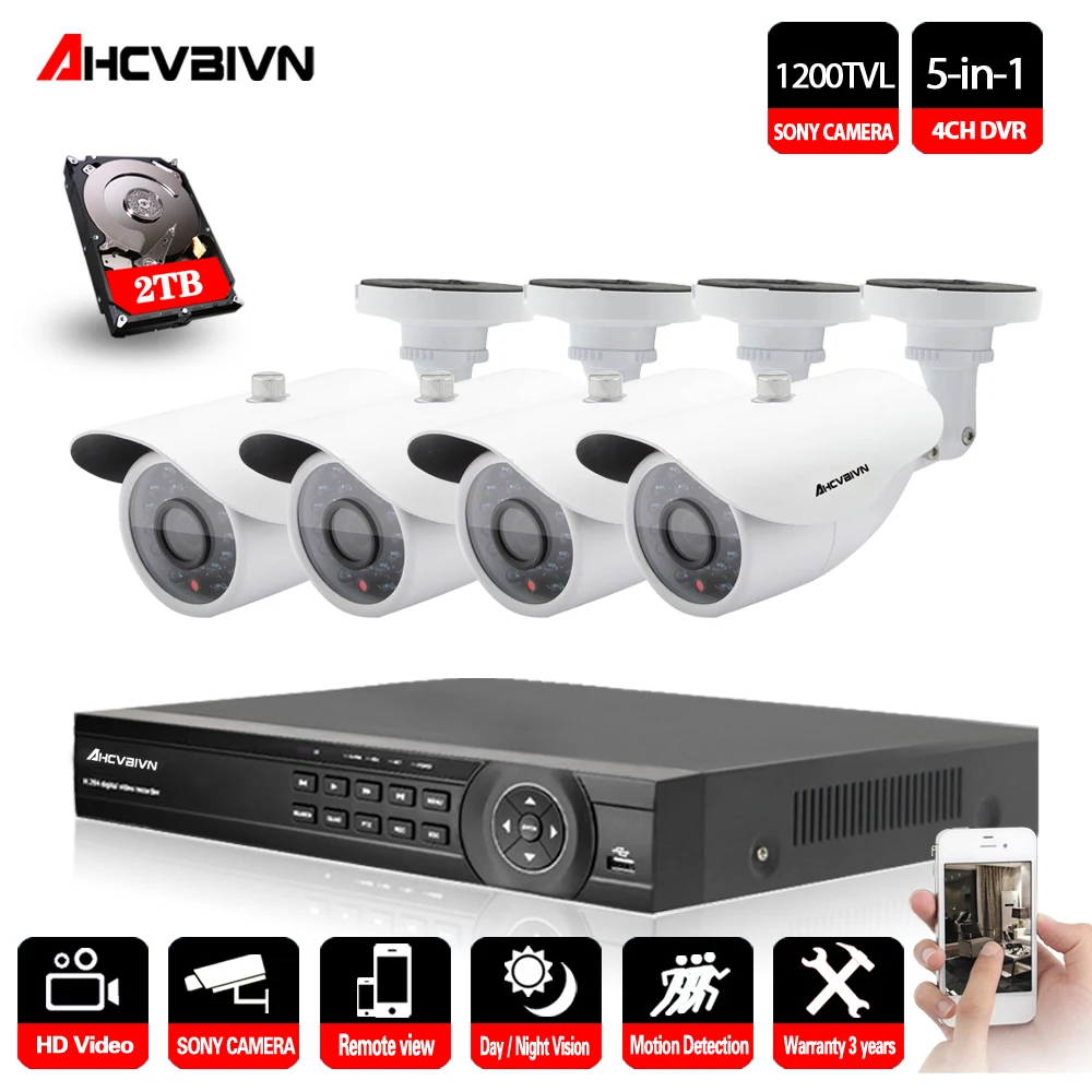 AHCVBIVN 4CH 1080P HDMI DVR SONY 1200TVL HD наружная система безопасности 4 канала CCTV AHD комплекты