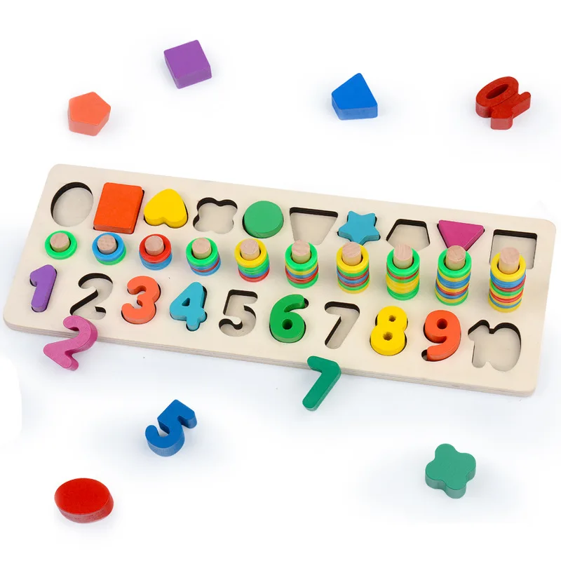 1pcs Wooden Montessori Materials Learning To Count Numbers Matching Digital Shape Match Early Education Teaching Math Toys
