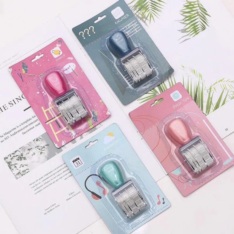 

1 Pcs Kawaii Vintage Plastic Rolling Stamp Month Date DIY Wheel Stamps Diary Album Scrapbooking Stamps