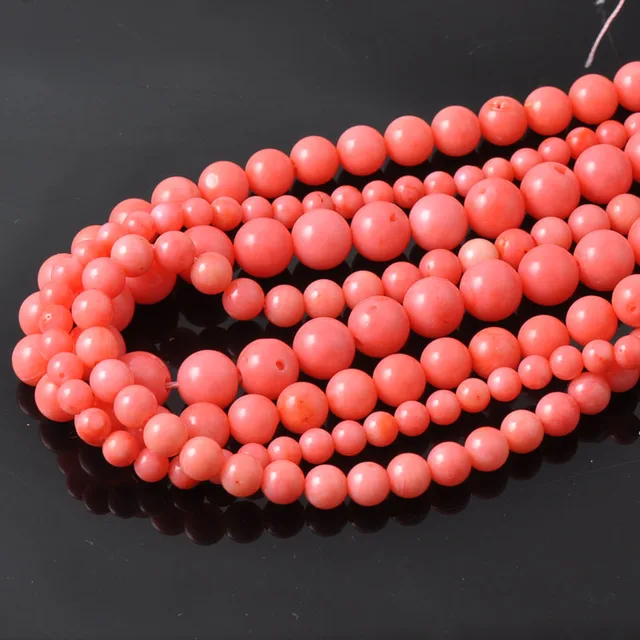 Red Coral Natural Round Coral Beads For Jewelry making DIY 4/6/8/10