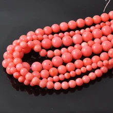 Red Coral Natural Round Coral Beads For Jewelry making DIY 4/6/8/10/12mm TRS0050