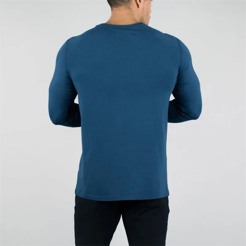 ALPHALETE جديد أزياء الجمنازيوم كمال الاجسام الرياضية تي شيرت الرجال طويلة الأكمام اللياقة البدنية الرجال الصلبة عالية الجودة تي شيرت